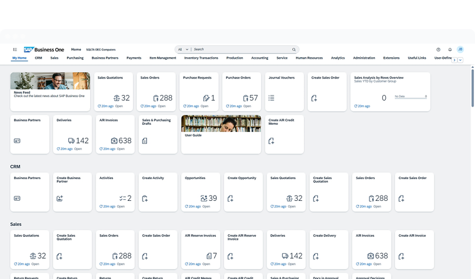 Interface officielle SAP Business One pour les formations SAP et Sage